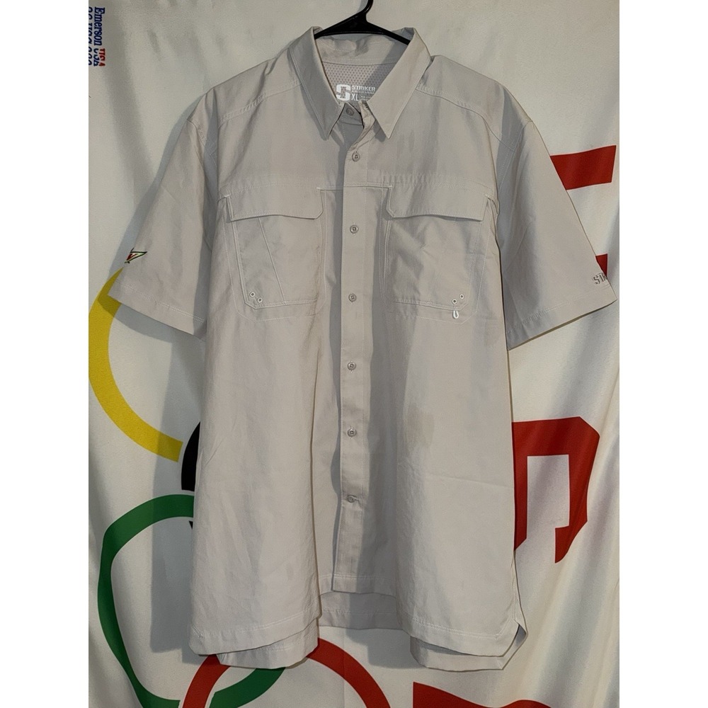 Striker Shirt Mens XL Gray Short Sleeve Button Up Fishing Vented Outdoor